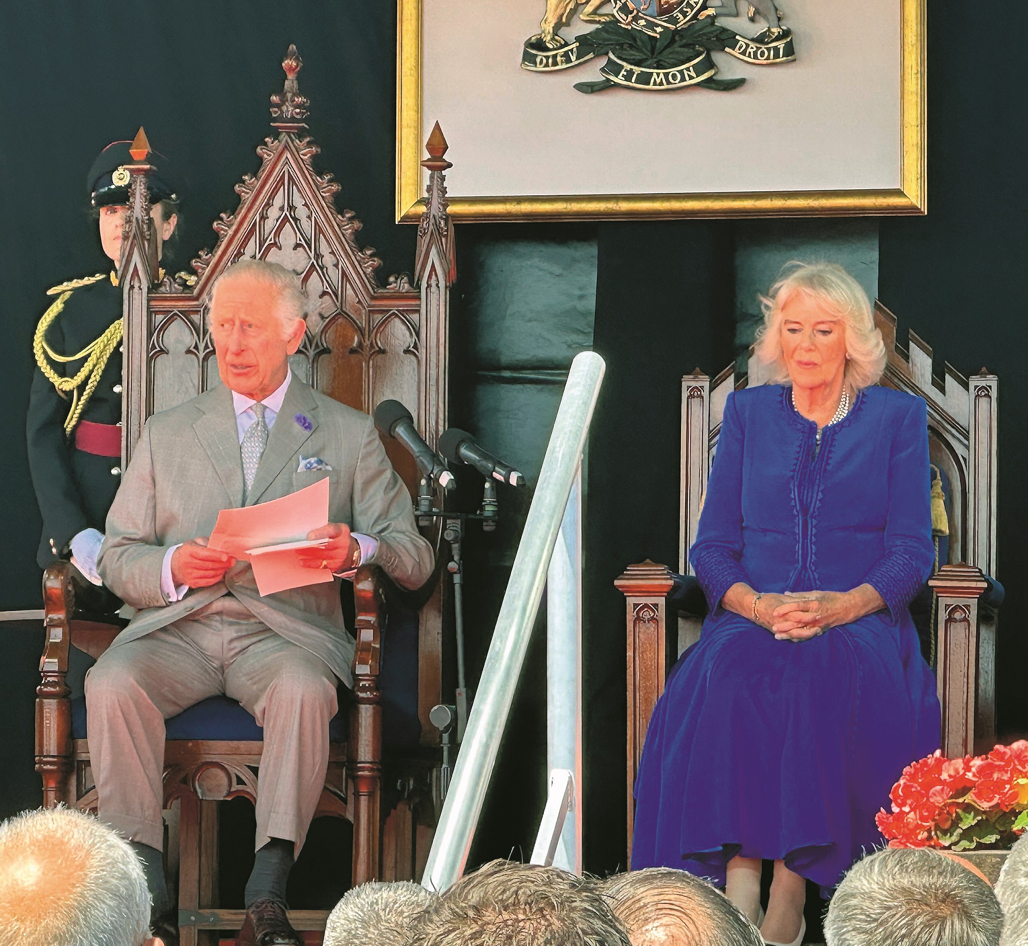 King Charles III and Queen Camilla, sat on Masonic Thrones during their visit to Guernsey