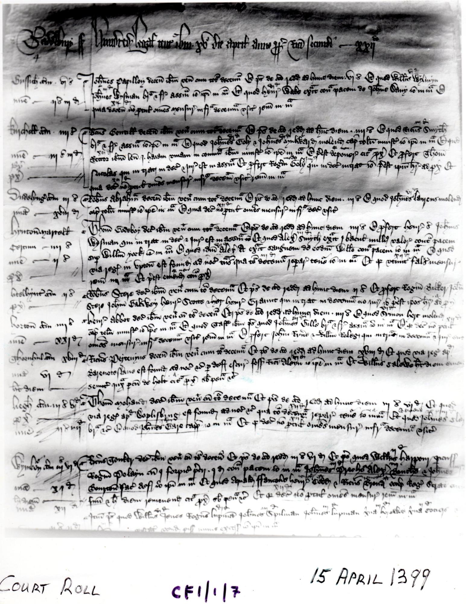 Letter from Medieval record of Kingston Lacy