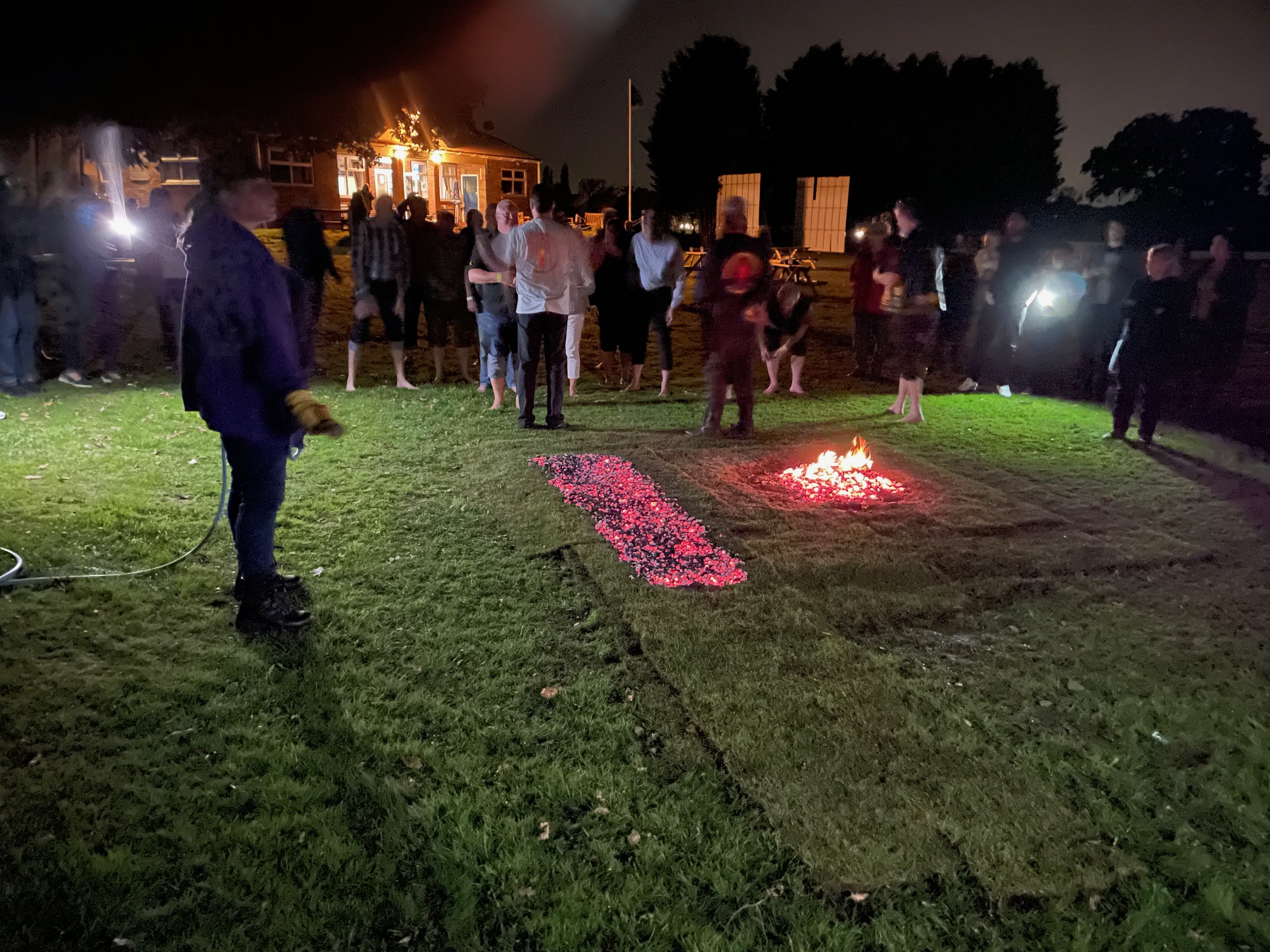 Staffordshire Freemasons preparing to walk over coals for charity