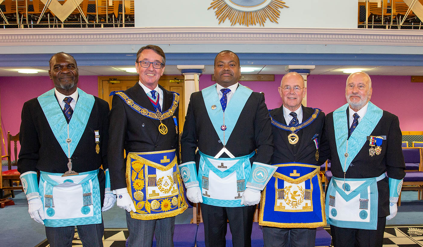 Sergeant Major Johnson Beharry VC, COG at his Installation as Master of a Freemasons Lodge, wearing his regalia