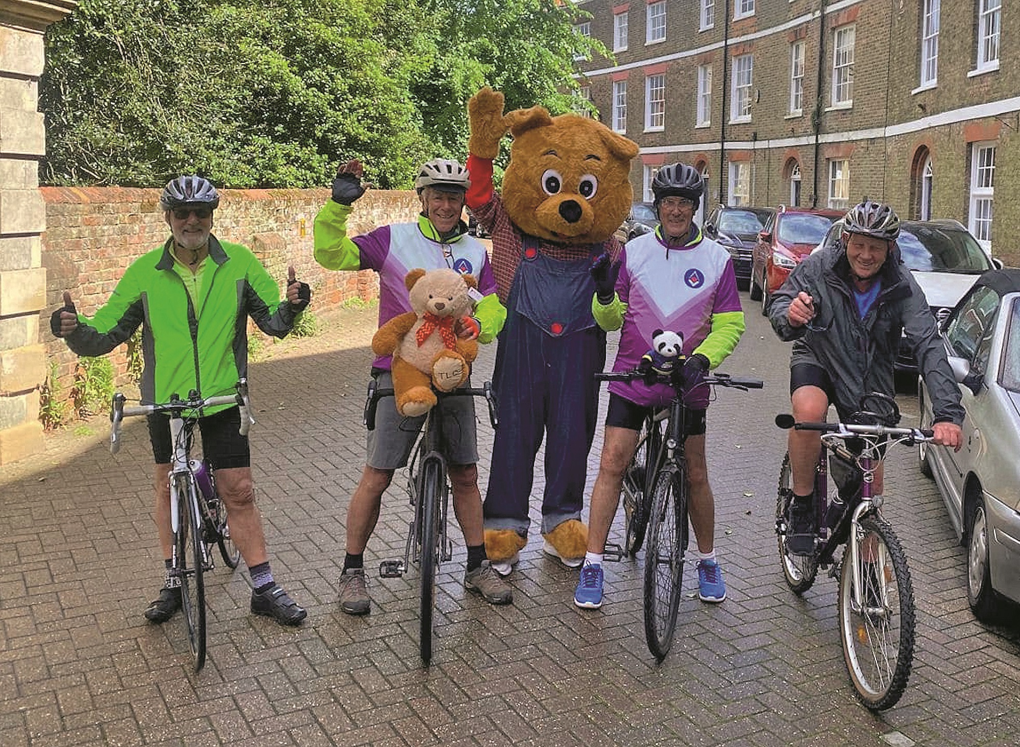 Cambridgeshire Freemasons on their bicycles for a charity ride