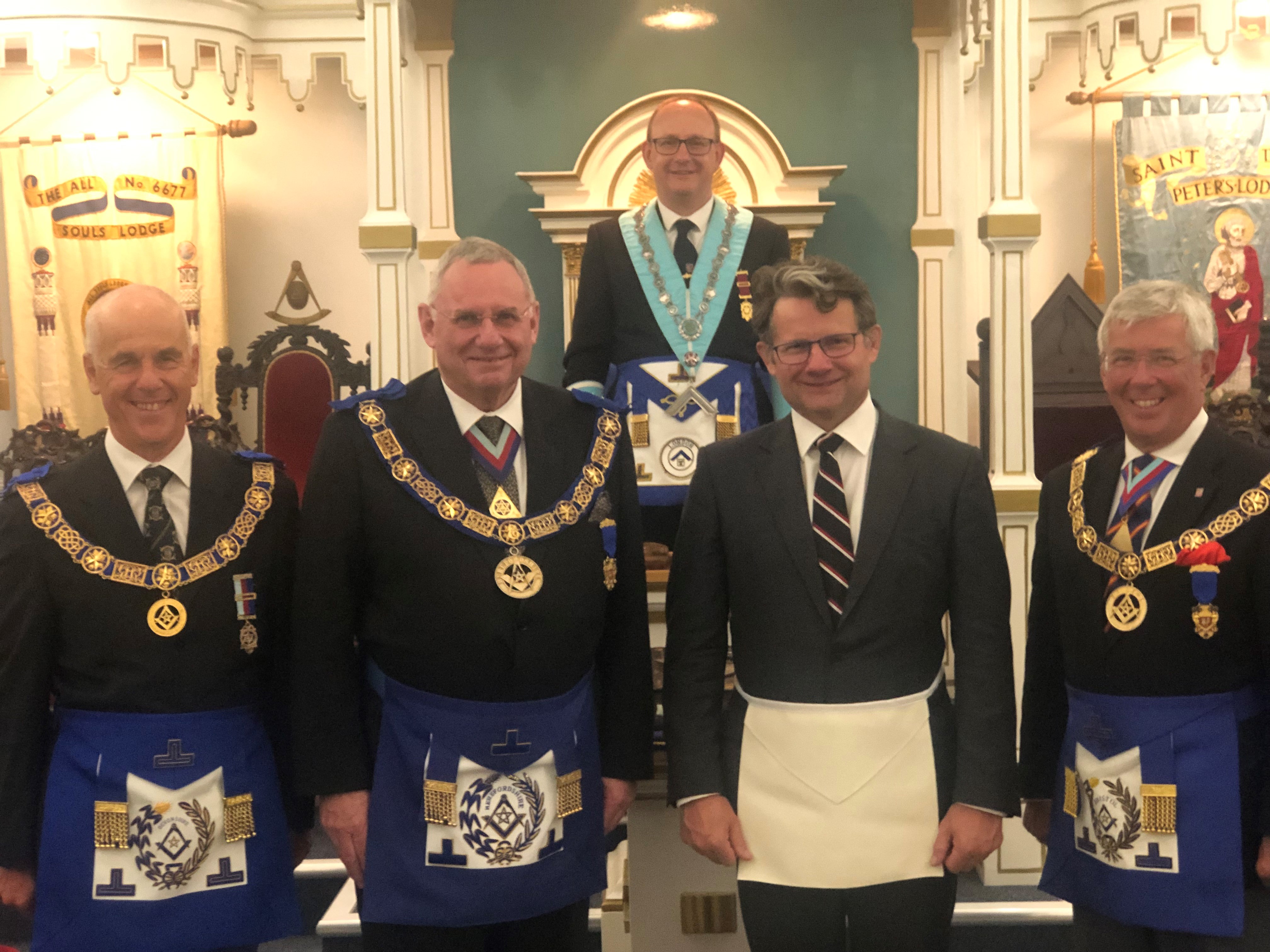 William Holland after his initiation with fellow Freemasons