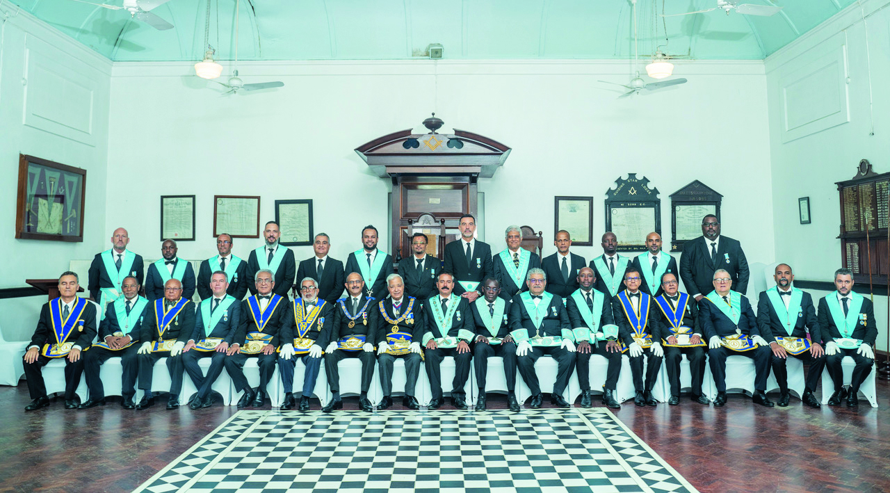 The members of Haven of Peace Lodge in full regalia