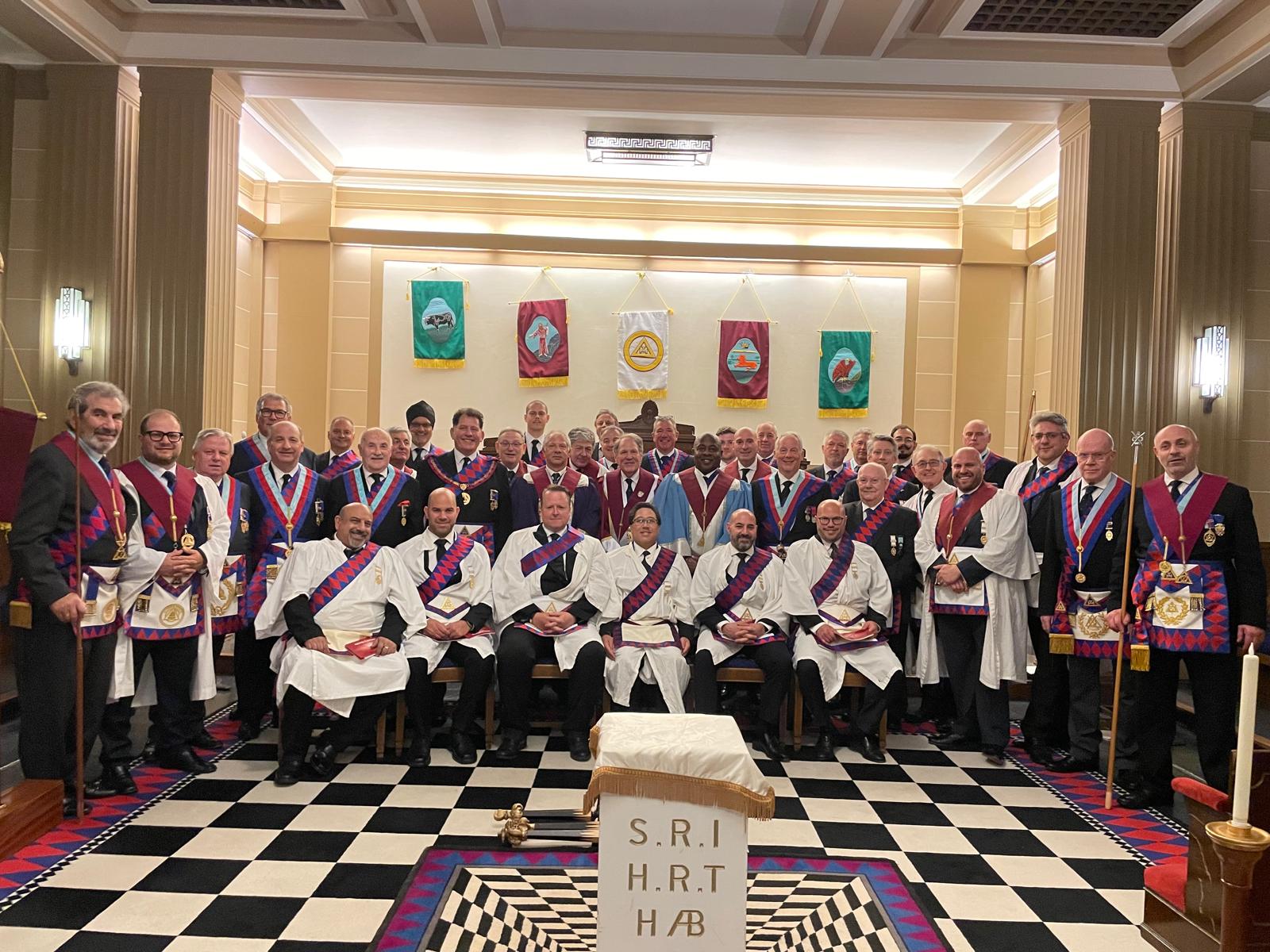 Middlesex Freemasons in Royal Arch Regalia after an Exaltation Ceremony