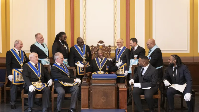 Freemasons in the Lodge room in Freemasons' Hall