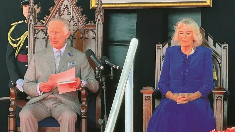 King Charles III and Queen Camilla, sat on Masonic Thrones during their visit to Guernsey