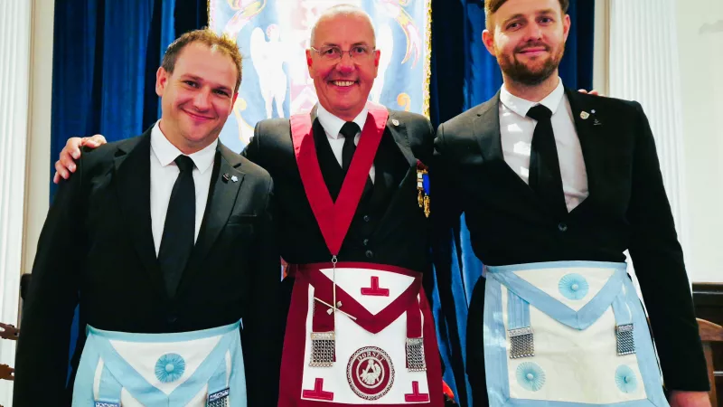 Wayne Gosden after becoming a Master Mason with his family