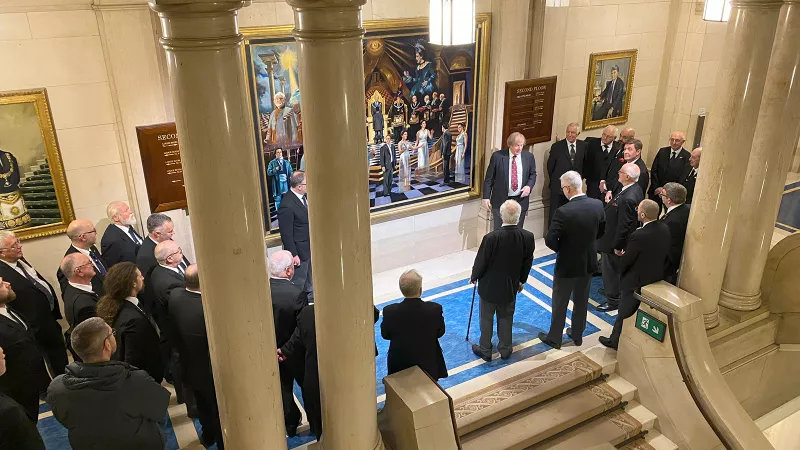 The Clarets Chairman, Secretary and twenty members, some of whom were attending the event for the first time, joined the Grand Superintendent, William Dastur, the Deputy Grand Superintendent, Mark Shields, and several other Grand for a meeting of Supreme Grand Chapter and a tour of Freemasons Hall in London