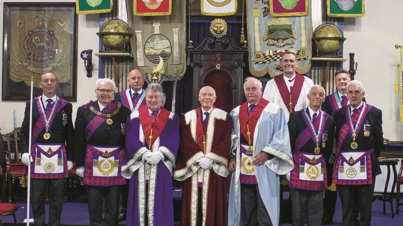 members of Reculver Chapter in their Royal Arch regalia