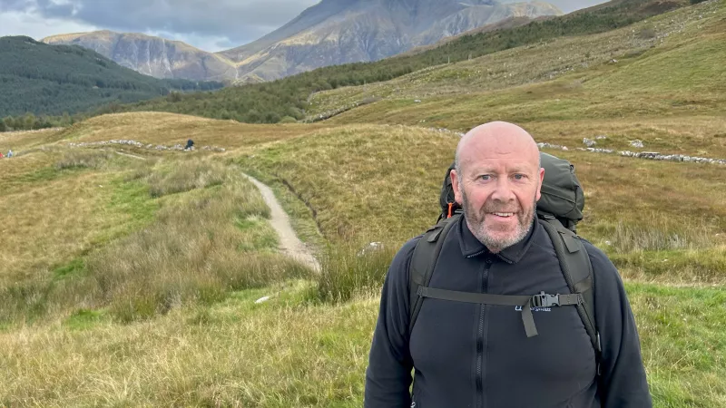 Scottish Freemason Jack Drummond on a trekking path