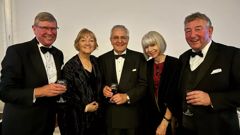 Head of Staffordshire Freemasons, Provincial Grand Master, John Lockley, together with the Lord-Lieutenant of Staffordshire, Ian Dudson CBE, the Mayor of Stafford, Councillor Frank James and the Assistant Grand Master of the United Grand Lodge of England, Steven Varley.