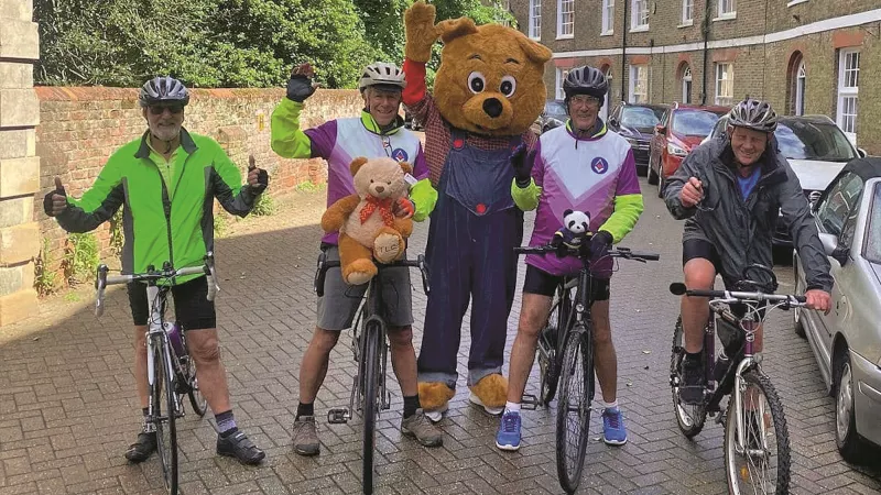 Cambridgeshire Freemasons on their bicycles for a charity ride