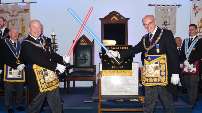 Freemasons with light sabers