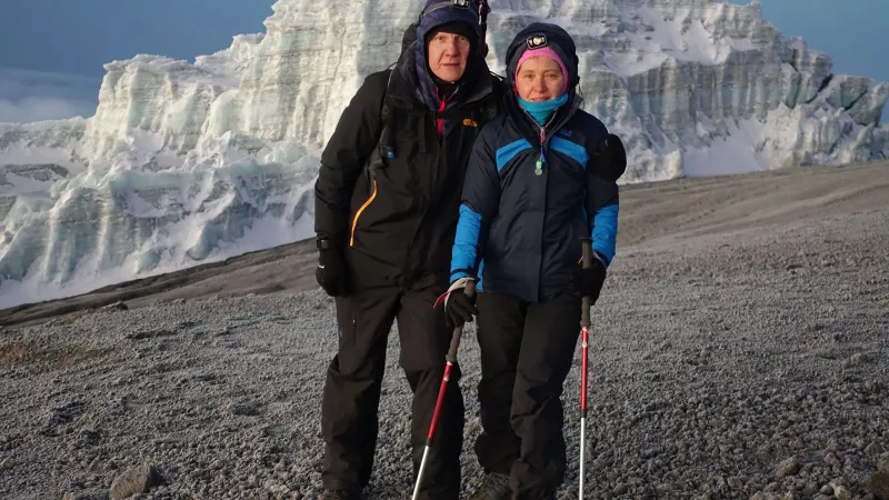 Martin Burt with his wife Sevinc at Everest Base Camp