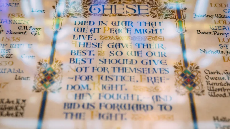 Photo of the memorial shrine in Freemasons' Hall